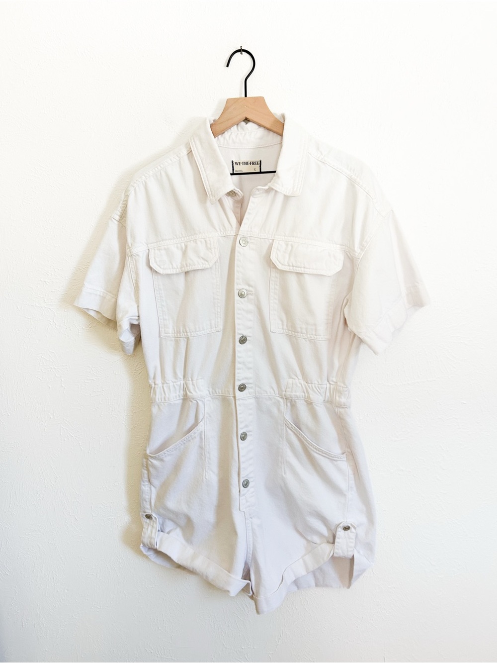 Free People White Denim Romper